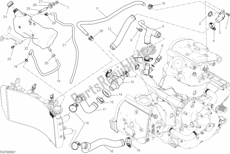 Todas las partes para Sistema De Refrigeración de Ducati Monster 821 Dark Brasil 2016